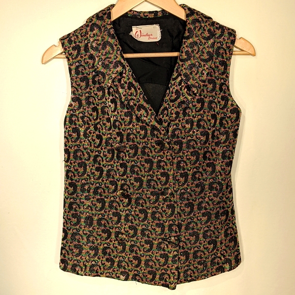 Vintage Windsor collared metallic vest - Picture 2 of 6